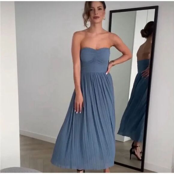 ZARA PLEATED MIDI DRESS - Picture 1 of 14